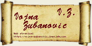 Vojna Zubanović vizit kartica